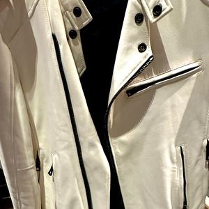 Balmain Single Rider Jacket: White, 44